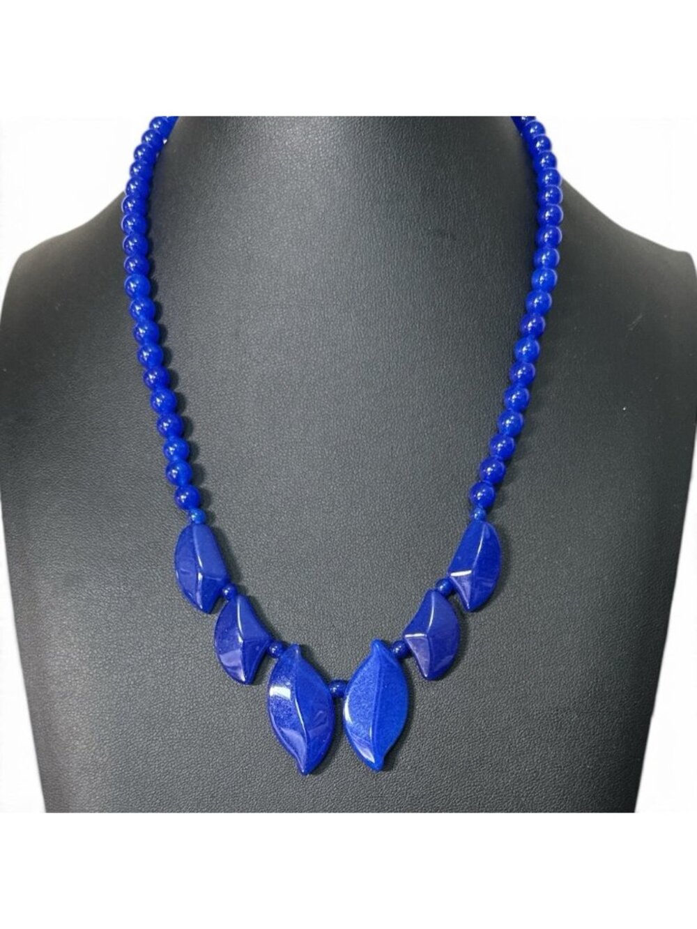 Original Art Deco CZECH Cobalt Blue Glass Drop NECKLACE